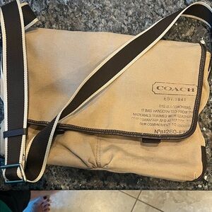 Coach Beige and Brown Messenger Bag